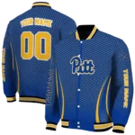 customized pittsburgh panthers chevron arrow royal blue varsity jacket best selling.webp