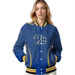 customized pittsburgh panthers chevron arrow royal blue varsity jacket best selling.webp
