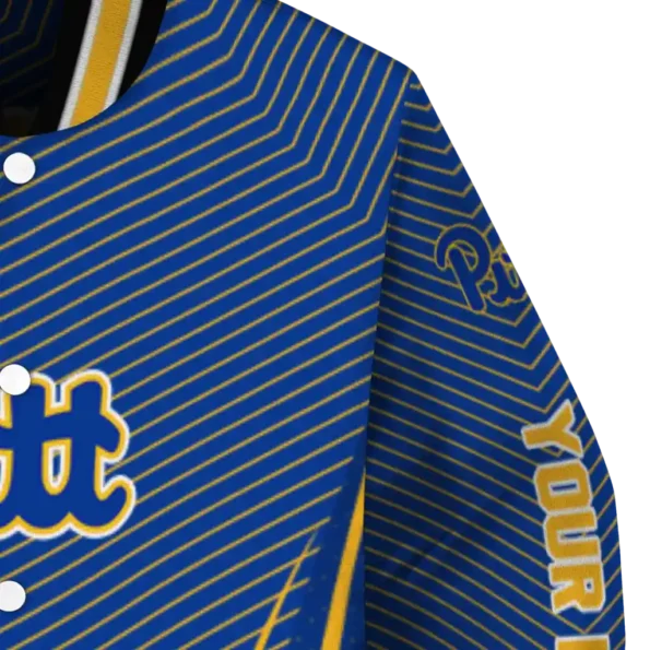 customized pittsburgh panthers chevron arrow royal blue varsity jacket premium grade.webp