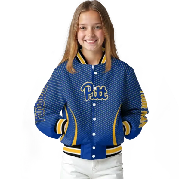 customized pittsburgh panthers chevron arrow royal blue varsity jacket top rated.webp