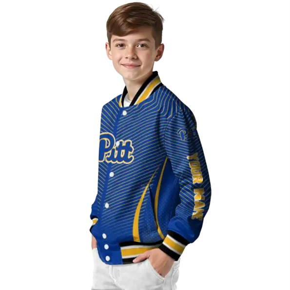 customized pittsburgh panthers chevron arrow royal blue varsity jacket trendy.webp