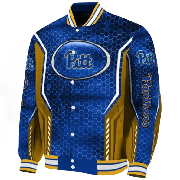 customized pittsburgh panthers power plate royal blue varsity jacket best selling.webp