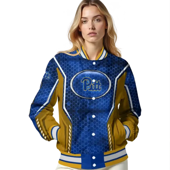 customized pittsburgh panthers power plate royal blue varsity jacket latest model.webp