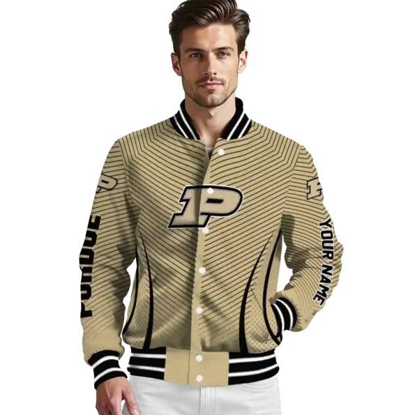 customized purdue boilermakers chevron arrow gold varsity jacket high quality.webp