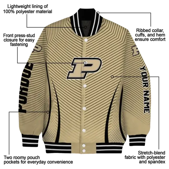 customized purdue boilermakers chevron arrow gold varsity jacket new arrival.webp