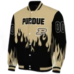 customized purdue boilermakers flame border gold black varsity jacket best selling.webp