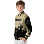 customized purdue boilermakers flame border gold black varsity jacket best selling.webp