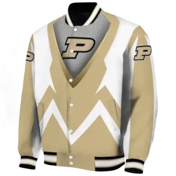 customized purdue boilermakers v stripes gold white varsity jacket best selling.webp
