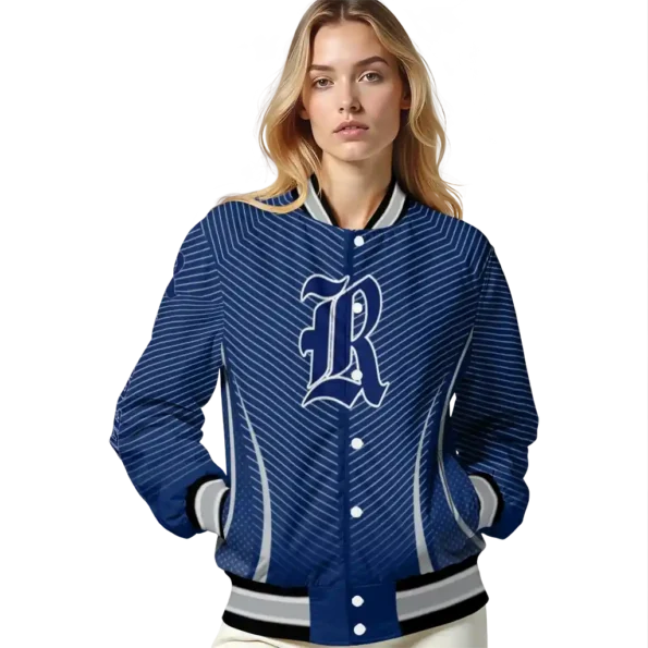 customized rice owls chevron arrow navy blue varsity jacket latest model.webp