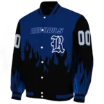 customized rice owls flame border navy blue black varsity jacket best selling.webp