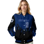 customized rice owls flame border navy blue black varsity jacket best selling.webp