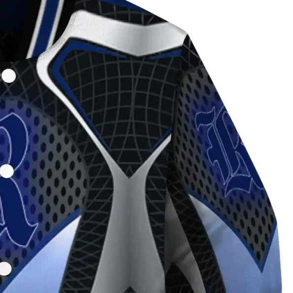 customized rice owls mesh chest grey black varsity jacket premium grade.webp