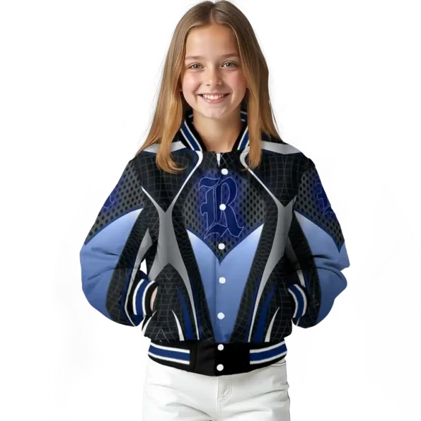 customized rice owls mesh chest grey black varsity jacket top rated.webp