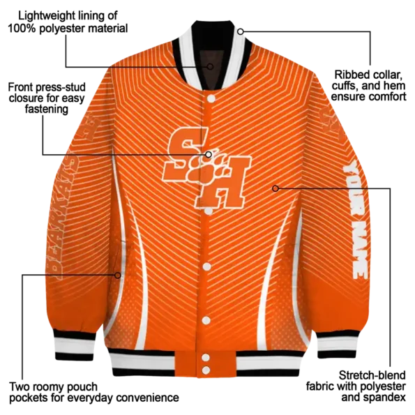customized sam houston bearkats chevron arrow orange varsity jacket new arrival.webp