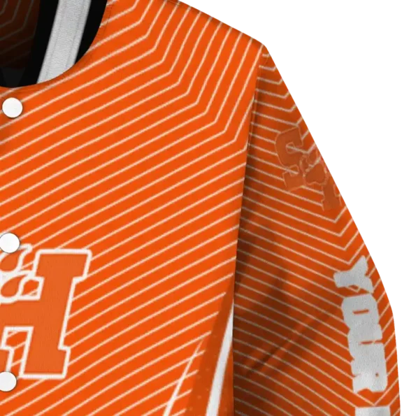 customized sam houston bearkats chevron arrow orange varsity jacket premium grade.webp