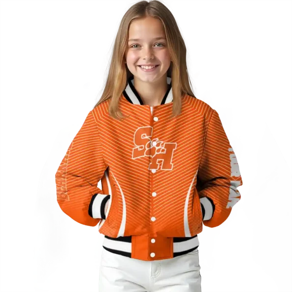 customized sam houston bearkats chevron arrow orange varsity jacket top rated.webp