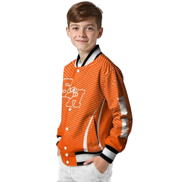 customized sam houston bearkats chevron arrow orange varsity jacket trendy.webp
