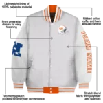 customized sam houston bearkats speckled arms orange gray varsity jacket best selling.webp