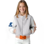 customized sam houston bearkats speckled arms orange gray varsity jacket best selling.webp