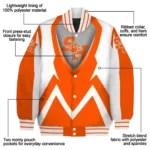 customized sam houston bearkats v stripes orange white varsity jacket best selling.webp