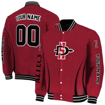 customized san diego state aztecs chevron arrow red varsity jacket fashion forward.webp