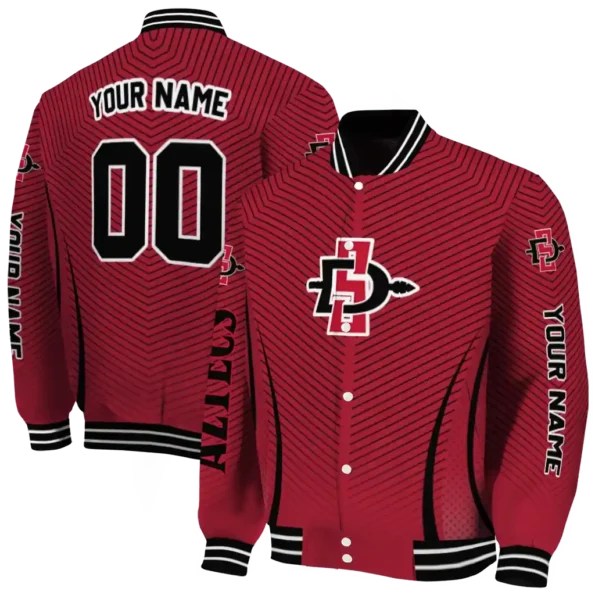 customized san diego state aztecs chevron arrow red varsity jacket fashion forward.webp