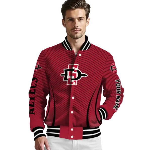 customized san diego state aztecs chevron arrow red varsity jacket high quality.webp