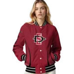 customized san diego state aztecs chevron arrow red varsity jacket best selling.webp