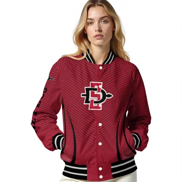 customized san diego state aztecs chevron arrow red varsity jacket latest model.webp