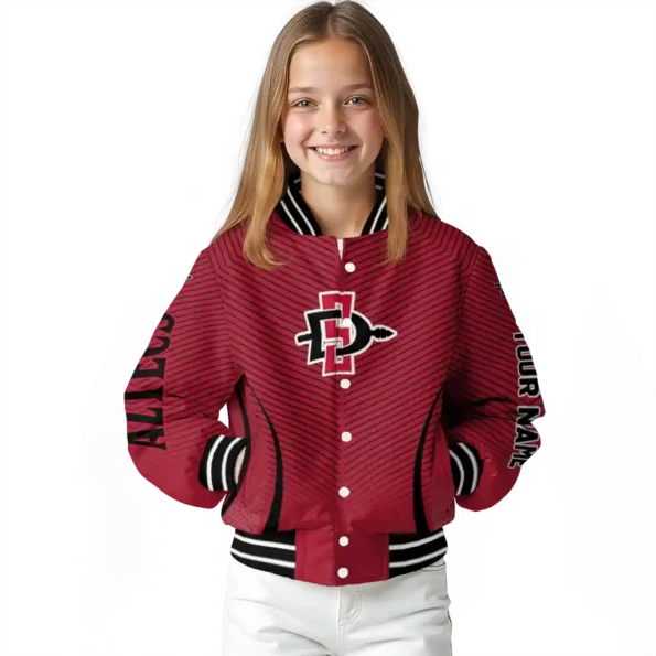 customized san diego state aztecs chevron arrow red varsity jacket top rated.webp