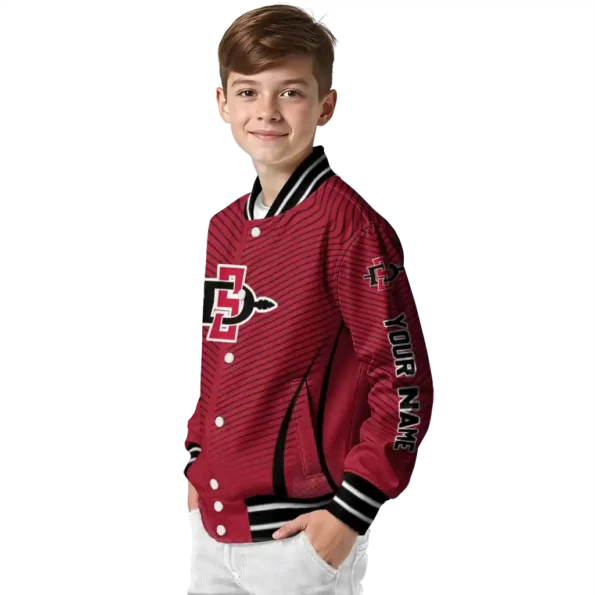 customized san diego state aztecs chevron arrow red varsity jacket trendy.webp