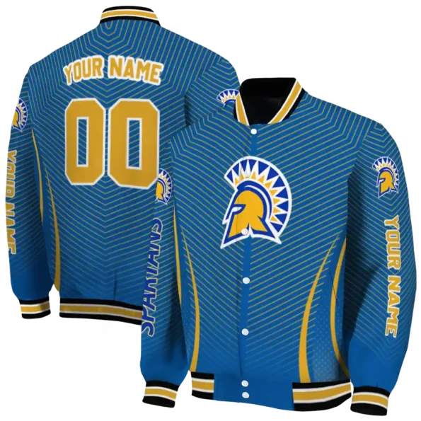 customized san jose state spartans chevron arrow blue varsity jacket fashion forward.webp
