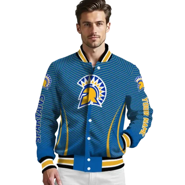 customized san jose state spartans chevron arrow blue varsity jacket high quality.webp