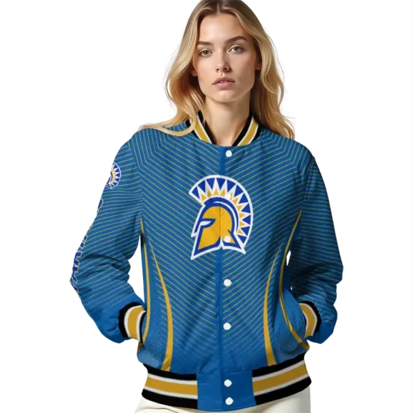 customized san jose state spartans chevron arrow blue varsity jacket latest model.webp