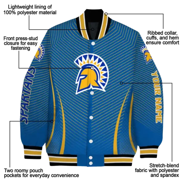customized san jose state spartans chevron arrow blue varsity jacket new arrival.webp