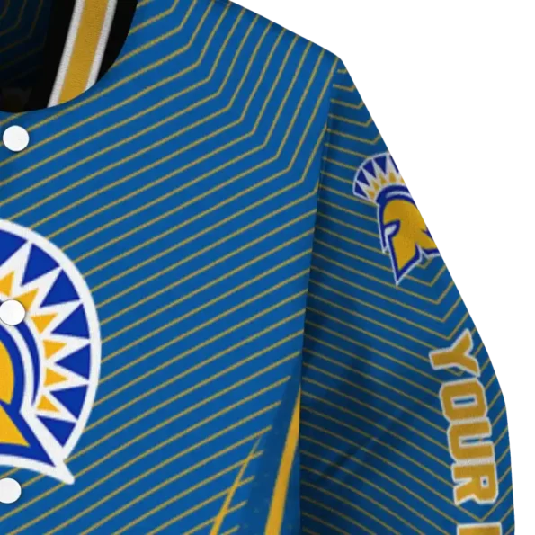 customized san jose state spartans chevron arrow blue varsity jacket premium grade.webp