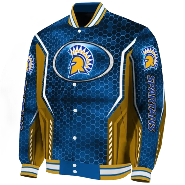 customized san jose state spartans power plate blue varsity jacket best selling.webp
