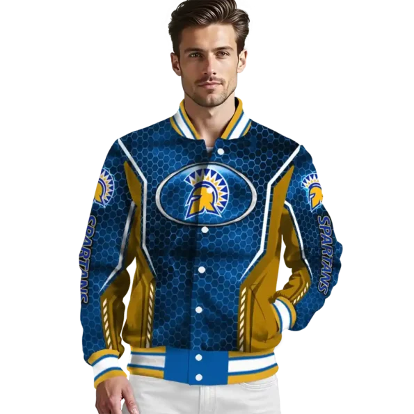 customized san jose state spartans power plate blue varsity jacket high quality.webp