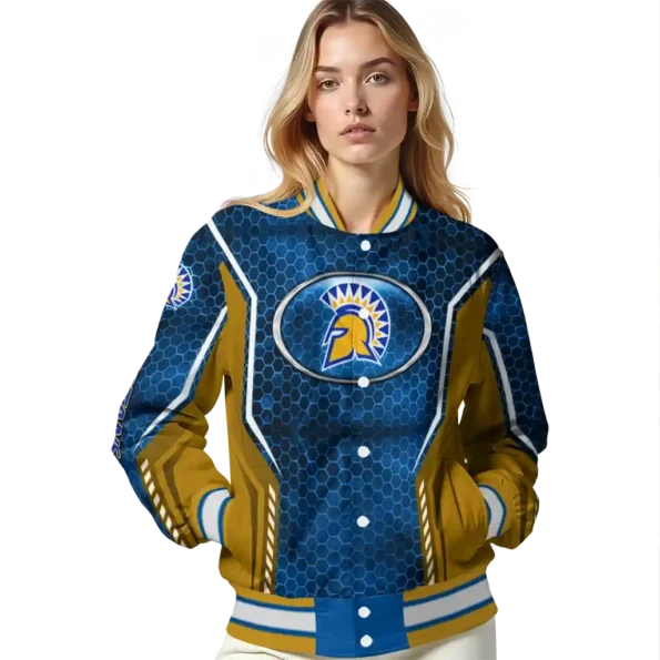 customized san jose state spartans power plate blue varsity jacket latest model.webp