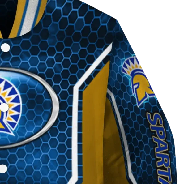 customized san jose state spartans power plate blue varsity jacket premium grade.webp