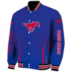 customized smu mustangs chevron arrow blue varsity jacket best selling.webp