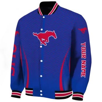 customized smu mustangs chevron arrow blue varsity jacket best selling.webp