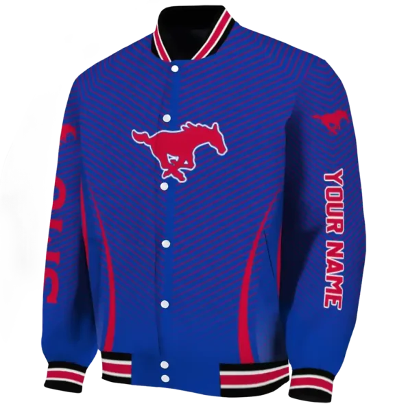 customized smu mustangs chevron arrow blue varsity jacket best selling.webp