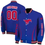 customized smu mustangs chevron arrow blue varsity jacket best selling.webp