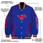 customized smu mustangs chevron arrow blue varsity jacket best selling.webp