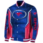 customized smu mustangs power plate blue varsity jacket best selling.webp