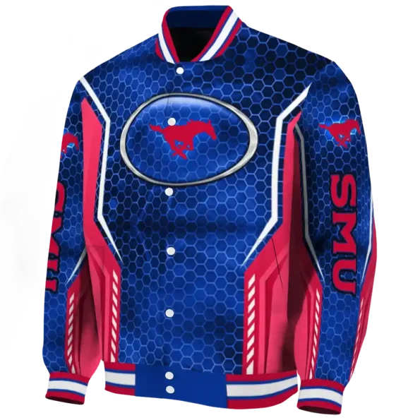 customized smu mustangs power plate blue varsity jacket best selling.webp
