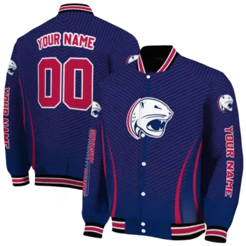customized south alabama jaguars chevron arrow blue varsity jacket fashion forward.webp