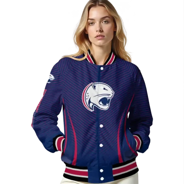 customized south alabama jaguars chevron arrow blue varsity jacket latest model.webp