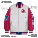 customized south alabama jaguars speckled arms blue gray varsity jacket best selling.webp